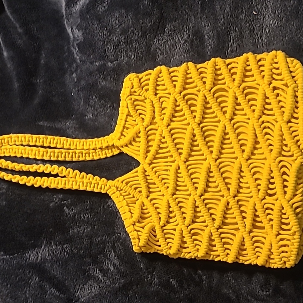 Yellow woven bag